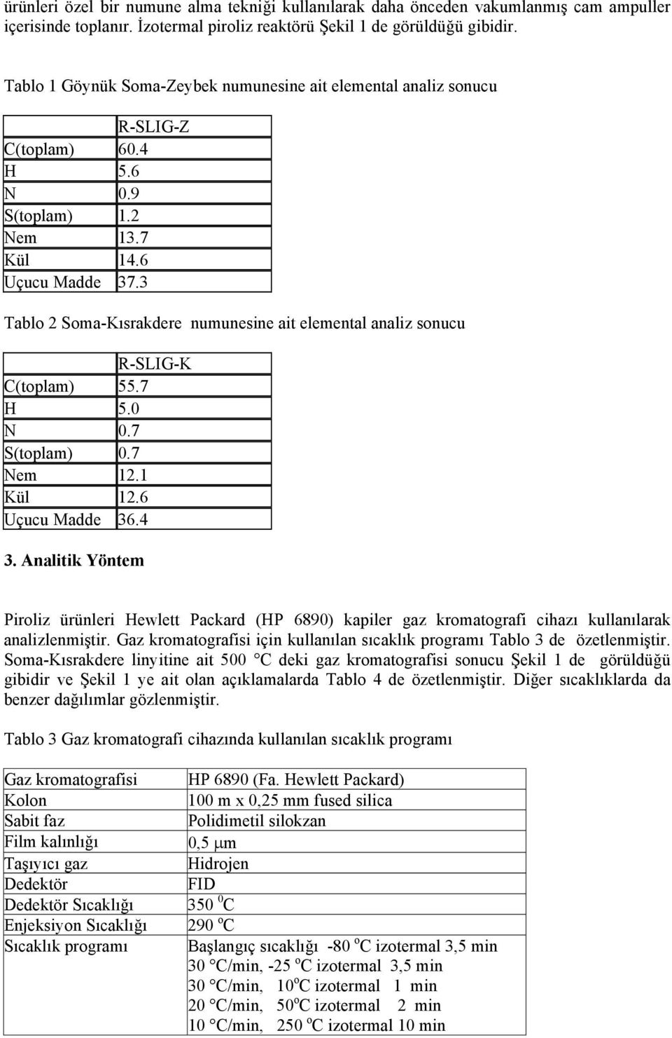 3 Tablo 2 Soma-Kısrakdere numunesine ait elemental analiz sonucu R-SLIG-K C(toplam).7 H. N.7 S(toplam).7 Nem 12.1 Kül 12.6 Uçucu Madde 36.4 3.