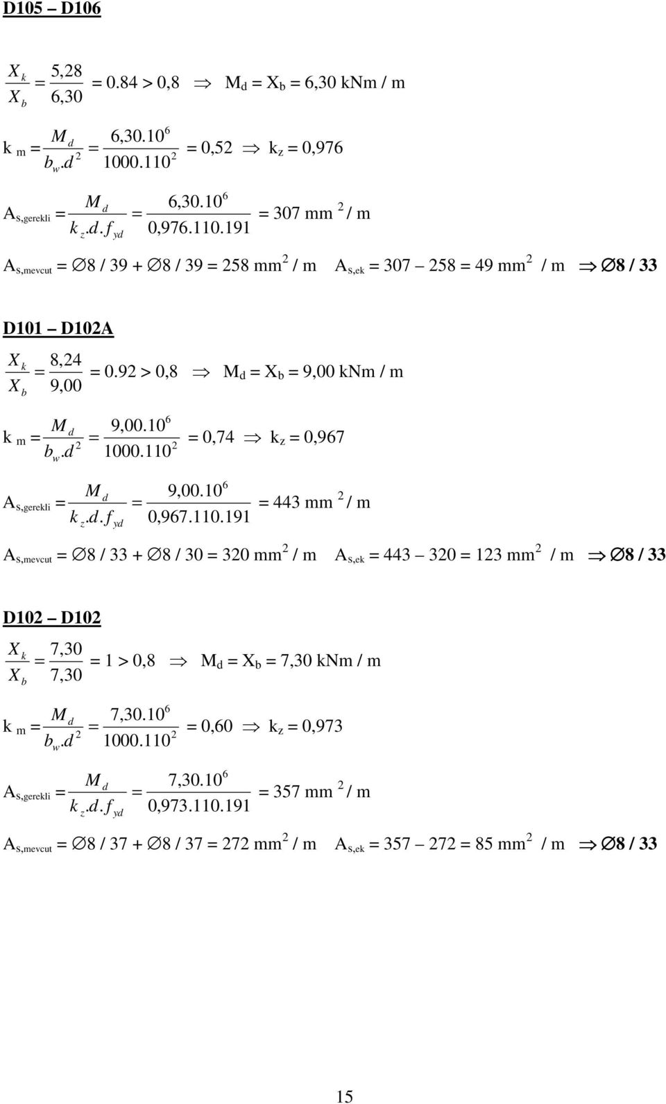 9 > 0,8 X b 9,00 knm / m 9,00.10 k m 0,74 k z 0,97 b. 1000.110 