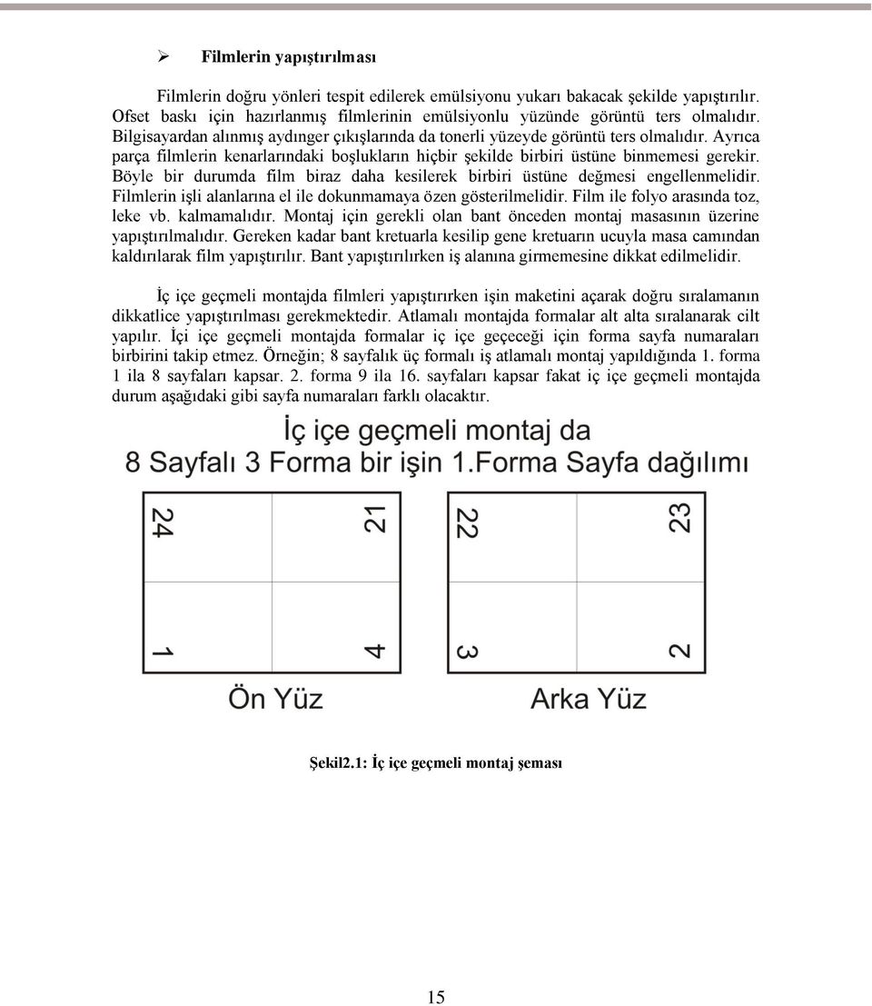 Böyle bir durumda film biraz daha kesilerek birbiri üstüne değmesi engellenmelidir. Filmlerin işli alanlarına el ile dokunmamaya özen gösterilmelidir. Film ile folyo arasında toz, leke vb.