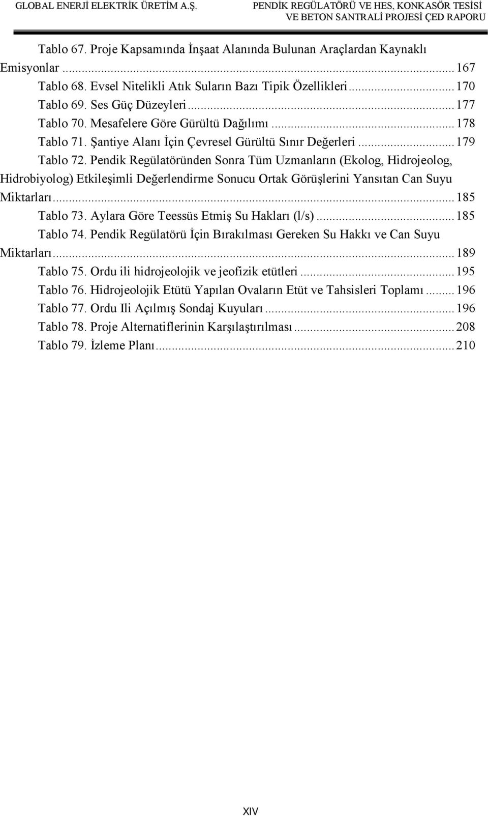 Pendik Regülatöründen Sonra Tüm Uzmanların (Ekolog, Hidrojeolog, Hidrobiyolog) Etkileşimli Değerlendirme Sonucu Ortak Görüşlerini Yansıtan Can Suyu Miktarları...185 Tablo 73.