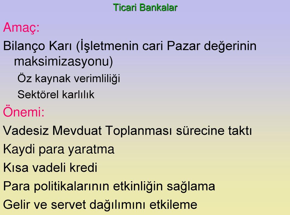 Mevduat Toplanması sürecine taktı Kaydi para yaratma Kısa vadeli kredi