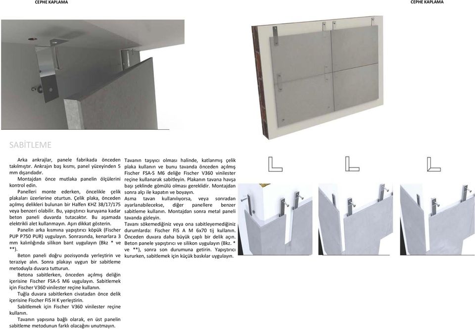 sabitleme metoduyla duvara tutturun Betona sabitlerken, Fischer FSA-ґS M6 Sabitlemek Fischer V360 vinilester duvara sabitlerken civatadan delik Fischer FIS H K Sabitlemek Fischer V360 vinilester