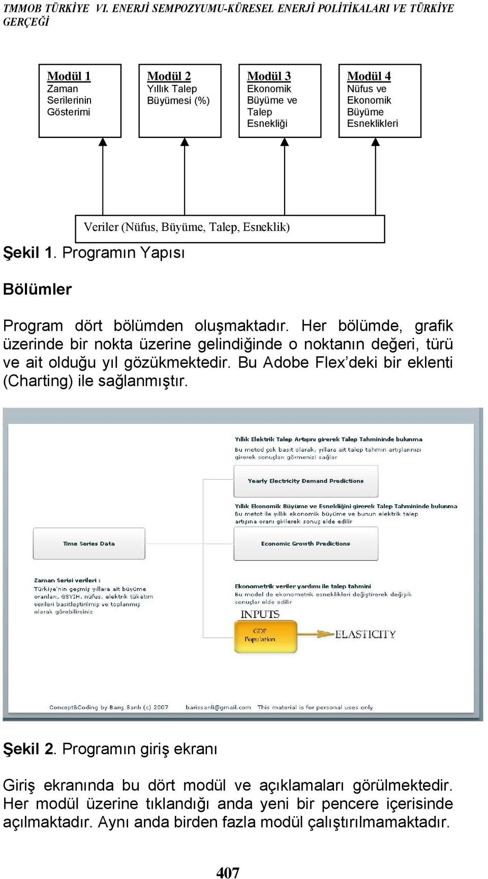 Nüfus ve Ekonomik Büyüme Esneklikleri Şekil 1. Programın Yapısı Bölümler Veriler (Nüfus, Büyüme, Talep, Esneklik) Program dört bölümden oluşmaktadır.