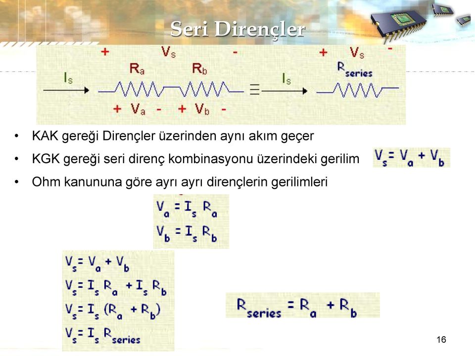 direnç kombinasyonu üzerindeki gerilim Ohm