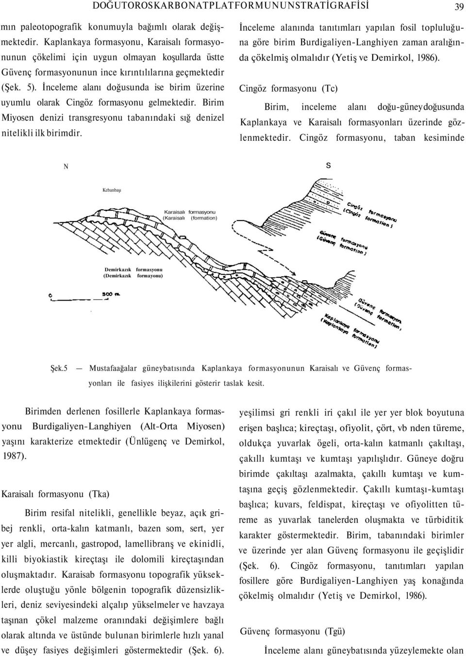 İnceleme alanı doğusunda ise birim üzerine uyumlu olarak Cingöz formasyonu gelmektedir. Birim Miyosen denizi transgresyonu tabanındaki sığ denizel nitelikli ilk birimdir.