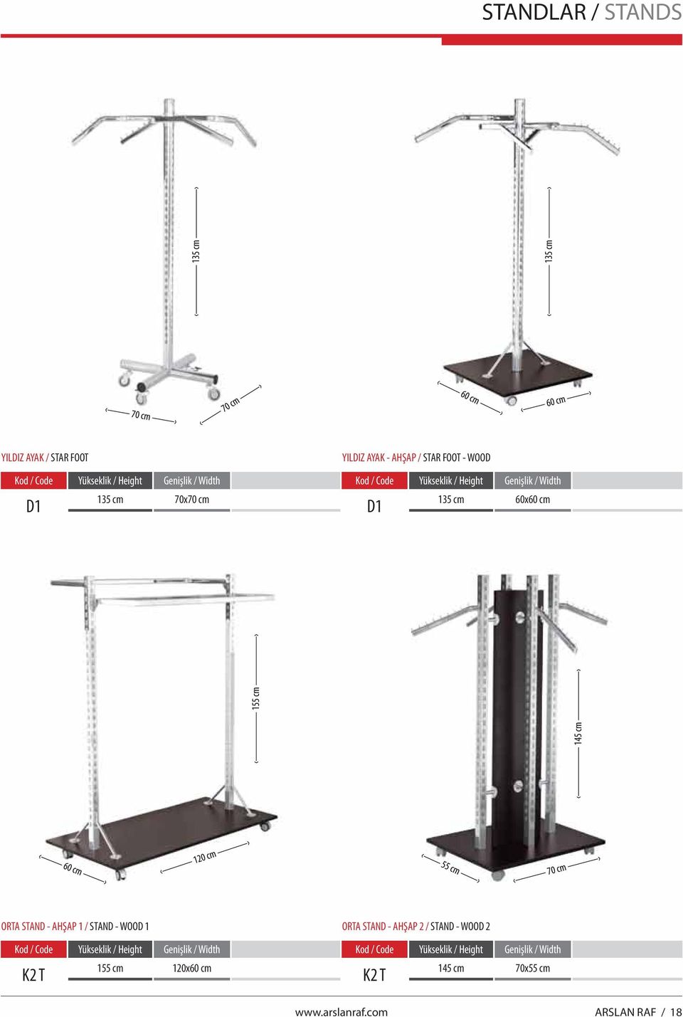 STAND - WOOD 1 ORTA STAND - AHŞAP 2 / STAND - WOOD 2 K2 T 155