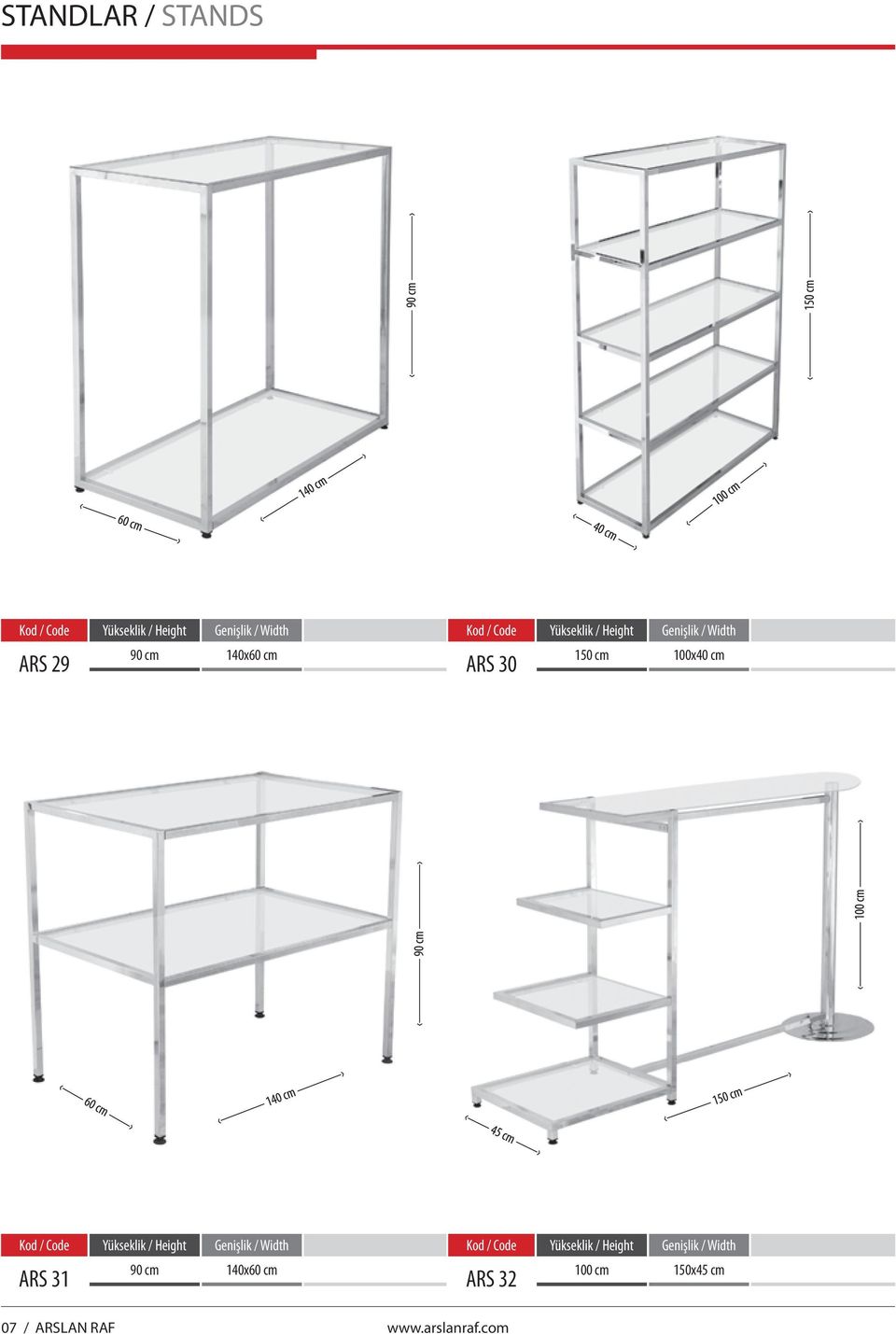 140x60 cm ARS 32 100 cm 150x45