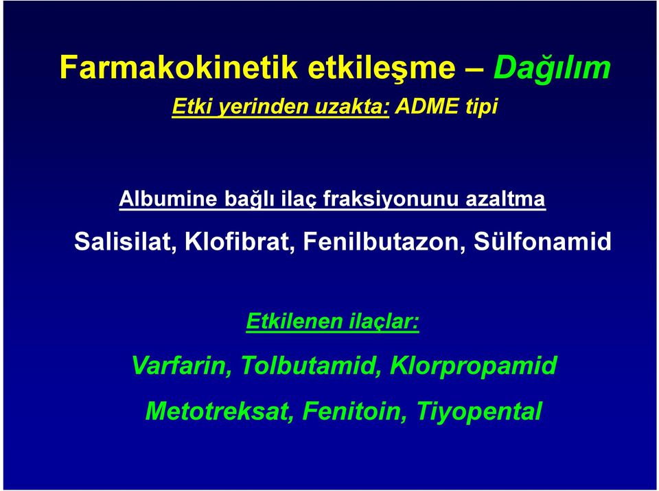 Klofibrat, Fenilbutazon, Sülfonamid Etkilenen ilaçlar: