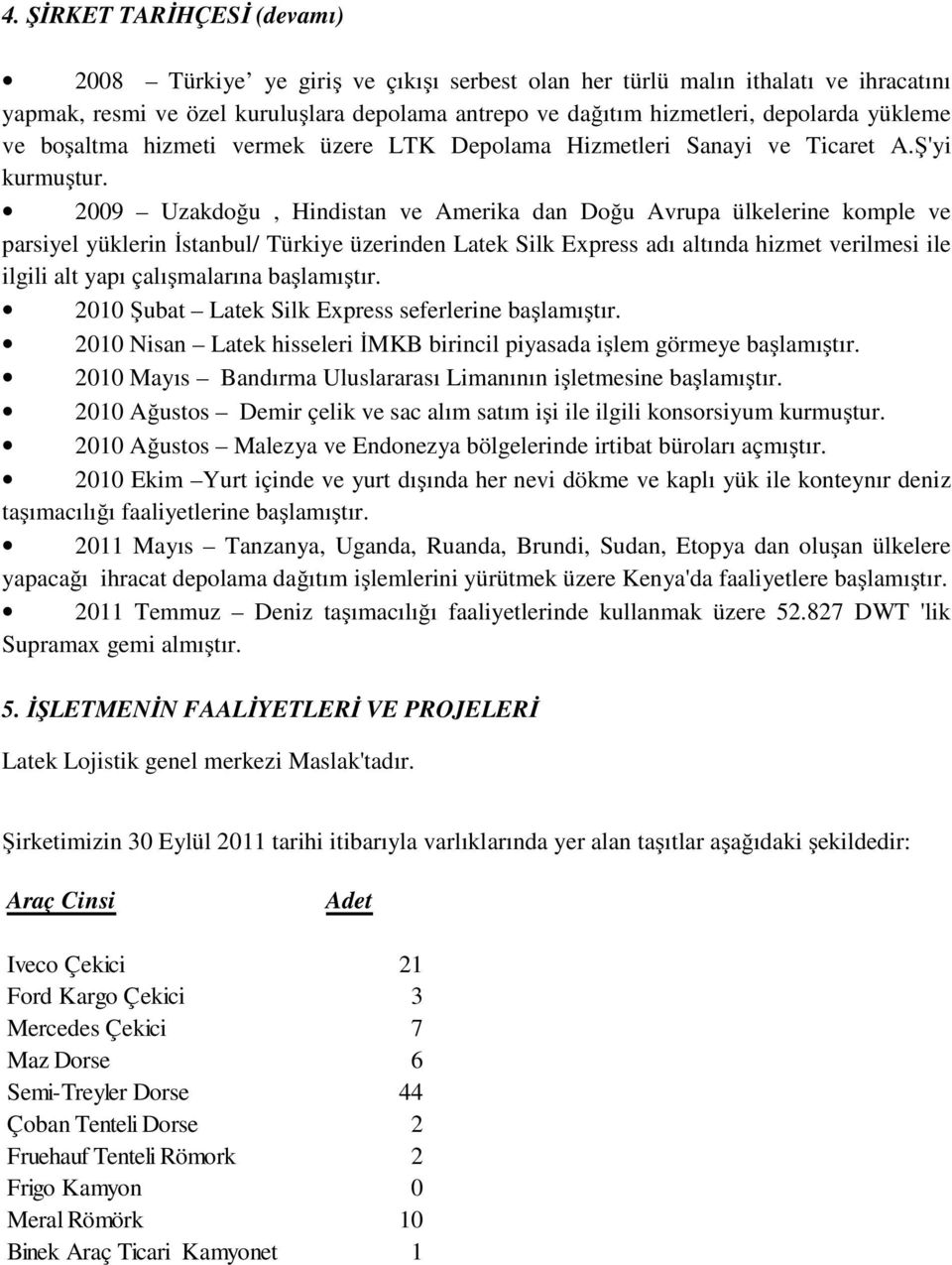 2009 Uzakdoğu, Hindistan ve Amerika dan Doğu Avrupa ülkelerine komple ve parsiyel yüklerin İstanbul/ Türkiye üzerinden Latek Silk Express adı altında hizmet verilmesi ile ilgili alt yapı