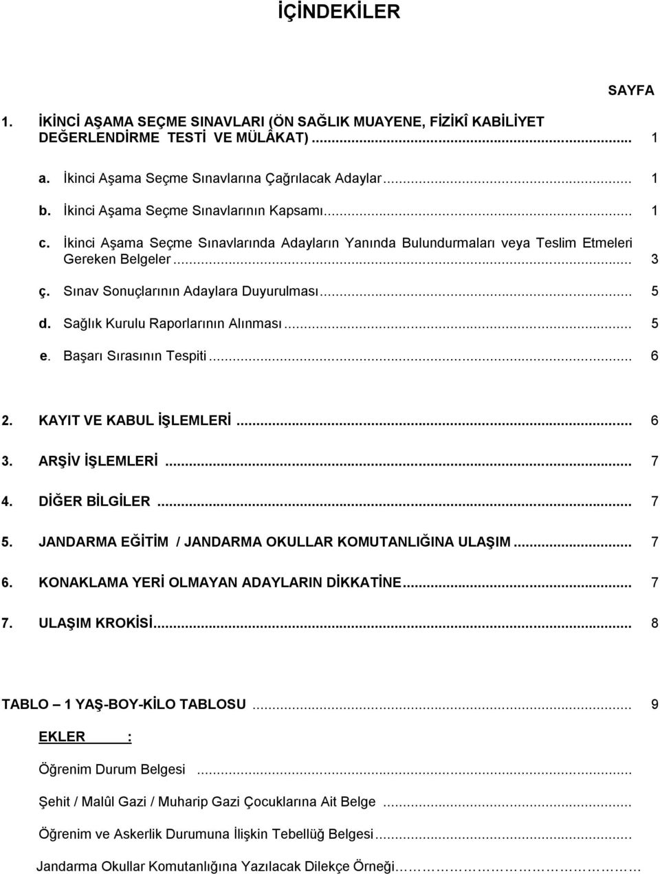 .. 5 d. Sağlık Kurulu Raporlarının Alınması... 5 e. Başarı Sırasının Tespiti... 6 2. KAYIT VE KABUL İŞLEMLERİ... 6 3. ARŞİV İŞLEMLERİ... 7 4. DİĞER BİLGİLER... 7 5.