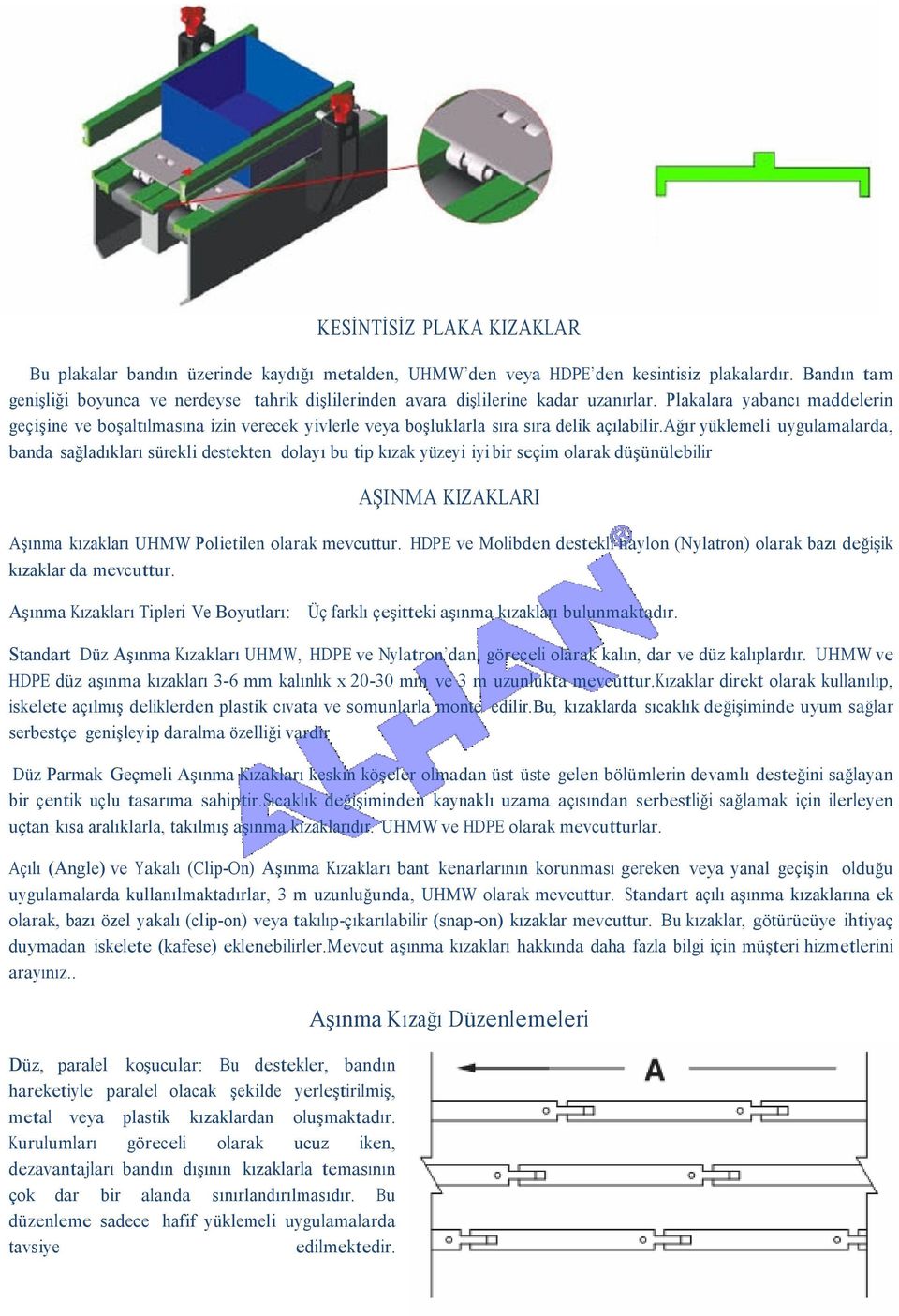 Plakalara yabancı maddelerin geçişine ve boşaltılmasına izin verecek yivlerle veya boşluklarla sıra sıra delik açılabilir.