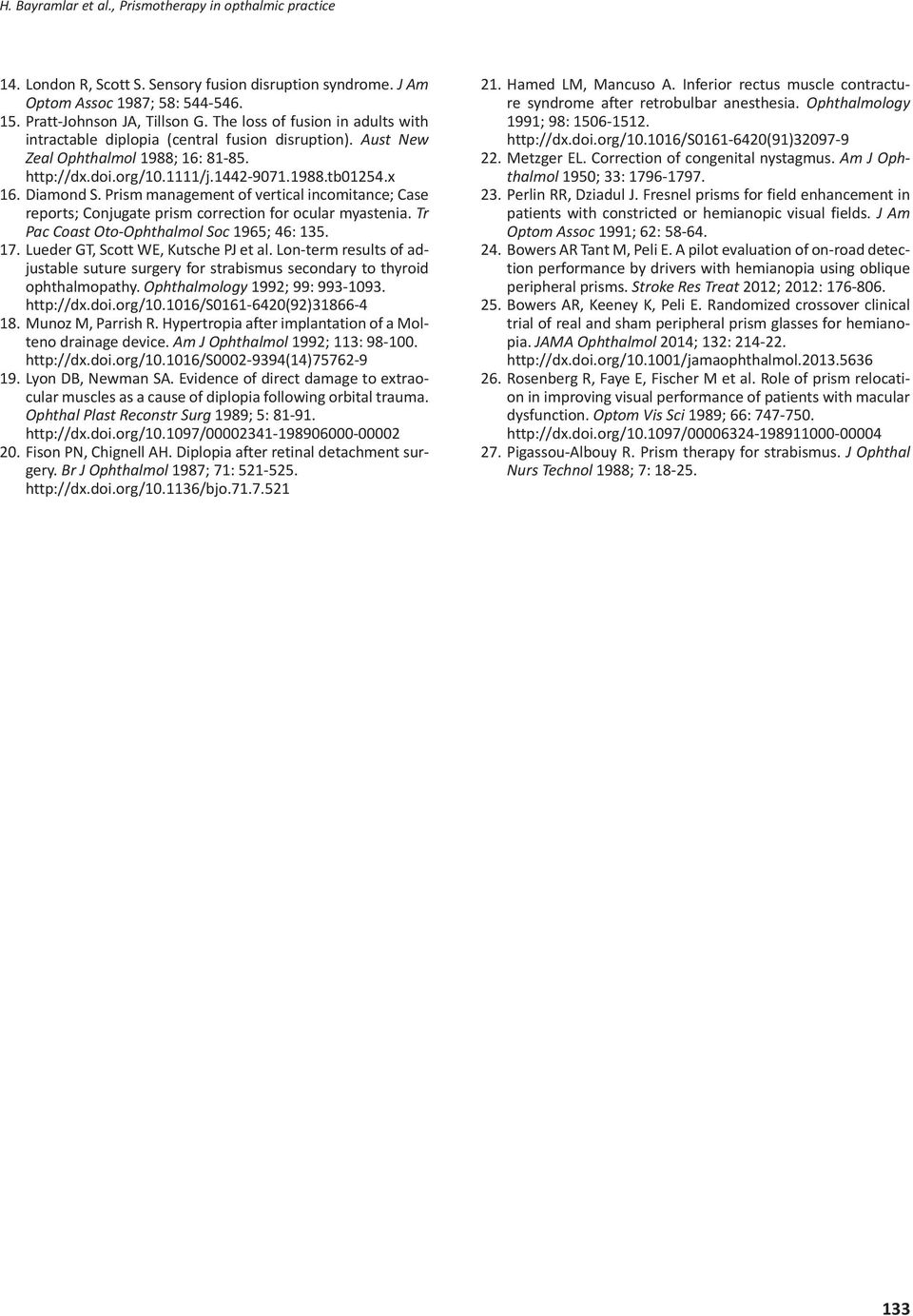 Prism management of vertical incomitance; Case reports; Conjugate prism correction for ocular myastenia. Tr Pac Coast Oto-Ophthalmol Soc 1965; 46: 135. 17. Lueder GT, Scott WE, Kutsche PJ et al.