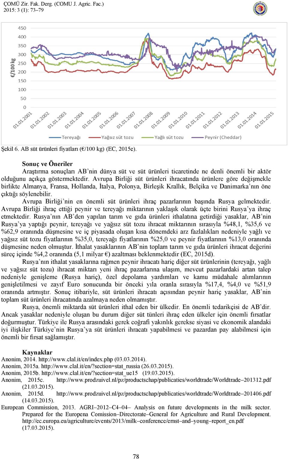 Avrupa Birliği nin en önemli süt ürünleri ihraç pazarlarının başında Rusya gelmektedir. Avrupa Birliği ihraç ettiği peynir ve tereyağı miktarının yaklaşık olarak üçte birini Rusya ya ihraç etmektedir.