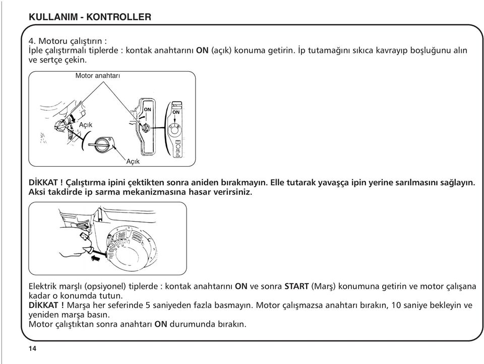 Elle tutarak yavaþça ipin yerine sarýlmasýný saðlayýn. Aksi takdirde ip sarma mekanizmasýna hasar verirsiniz.