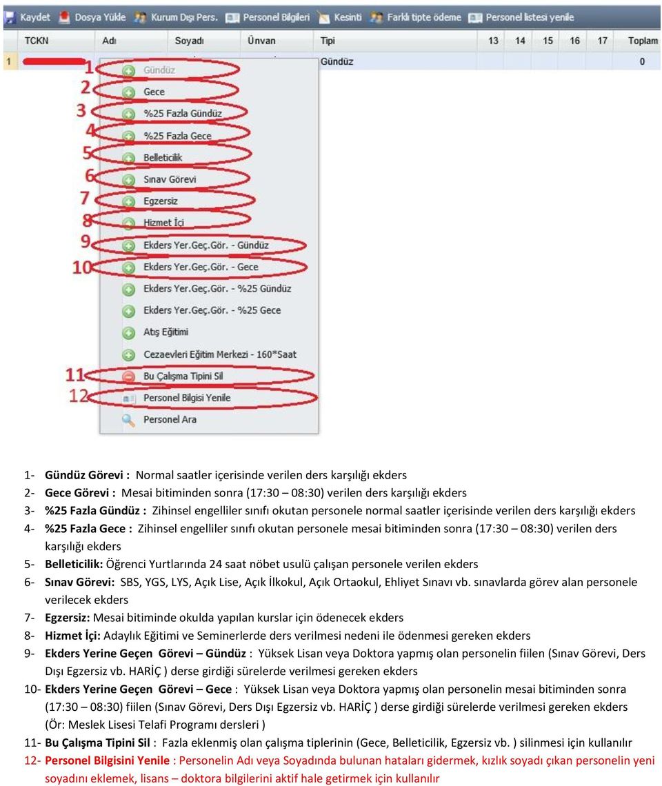 ders karşılığı ekders 5- Belleticilik: Öğrenci Yurtlarında 24 saat nöbet usulü çalışan personele verilen ekders 6- Sınav Görevi: SBS, YGS, LYS, Açık Lise, Açık İlkokul, Açık Ortaokul, Ehliyet Sınavı