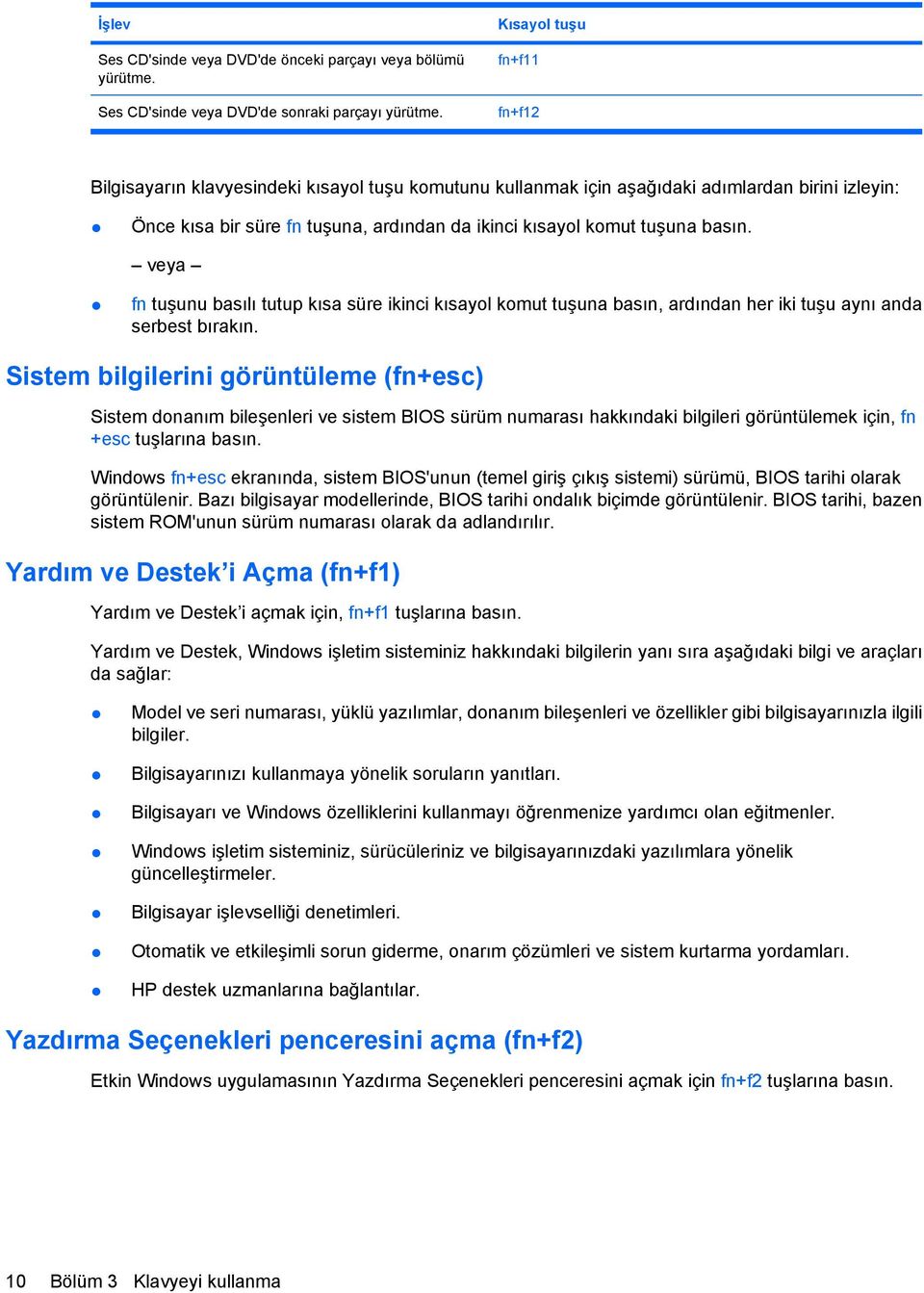 basın. veya fn tuşunu basılı tutup kısa süre ikinci kısayol komut tuşuna basın, ardından her iki tuşu aynı anda serbest bırakın.