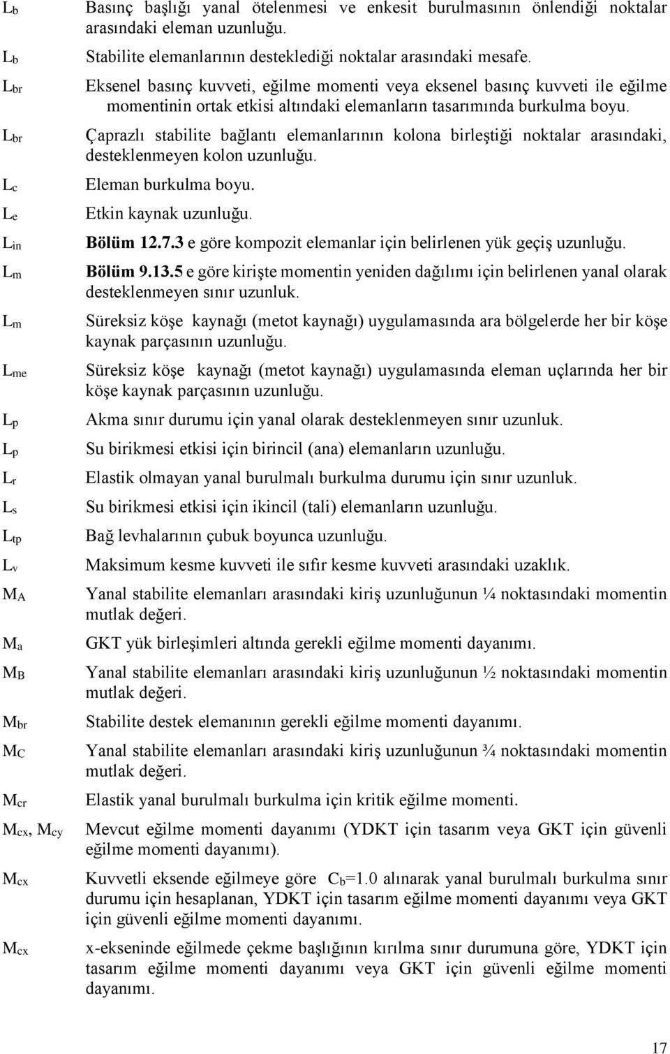 Eksenel basınç kuvveti, eğilme momenti vea eksenel basınç kuvveti ile eğilme momentinin ortak etkisi altındaki elemanların tasarımında burkulma bou.