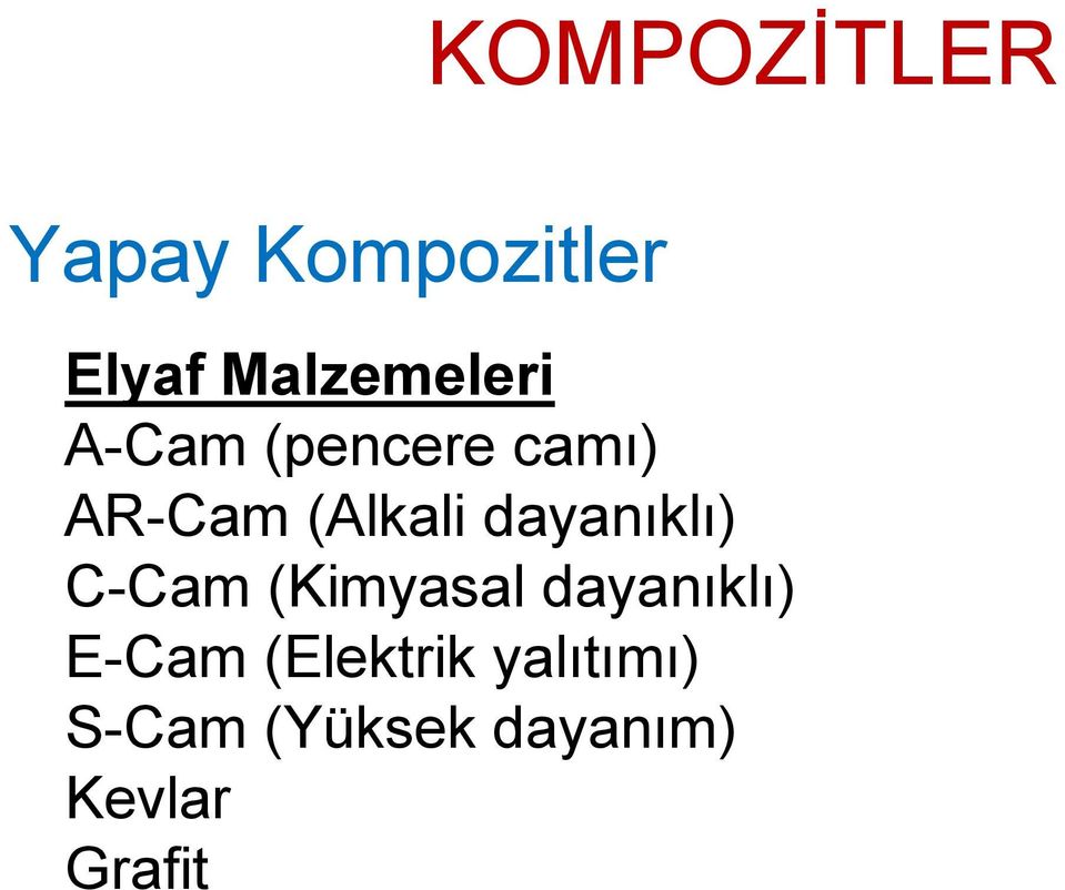 (Alkali dayanıklı) C-Cam (Kimyasal dayanıklı)