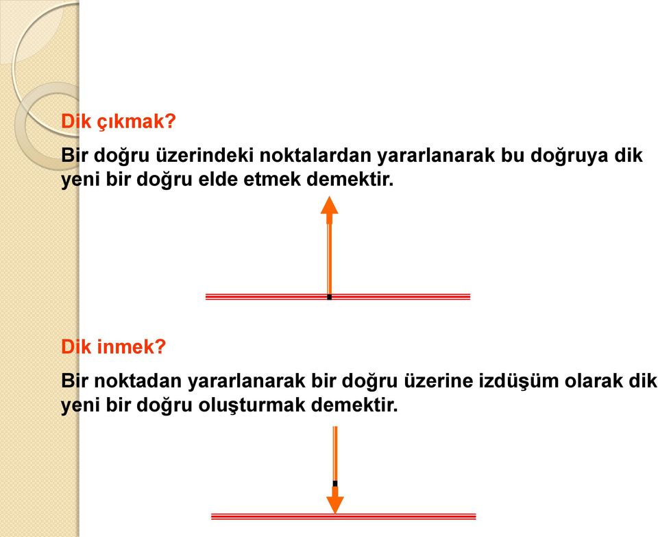 doğruya dik yeni bir doğru elde etmek demektir.