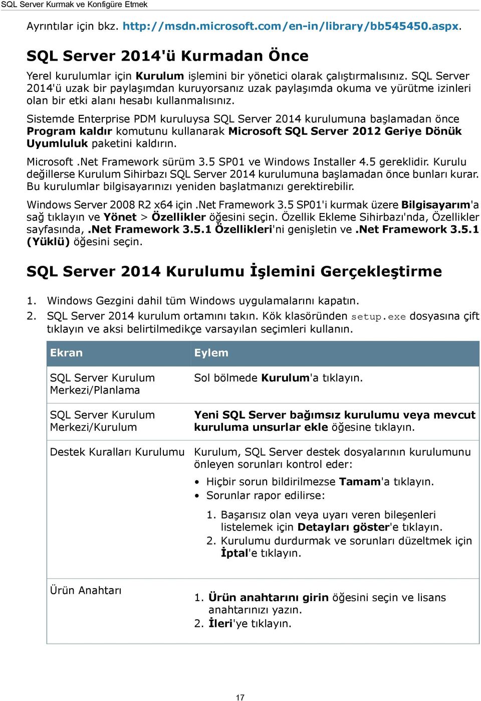 SQL Server 2014'ü uzak bir paylaşımdan kuruyorsanız uzak paylaşımda okuma ve yürütme izinleri olan bir etki alanı hesabı kullanmalısınız.