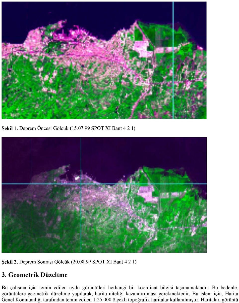 Geometrik Düzeltme Bu çalışma için temin edilen uydu görüntüleri herhangi bir koordinat bilgisi taşımamaktadır.