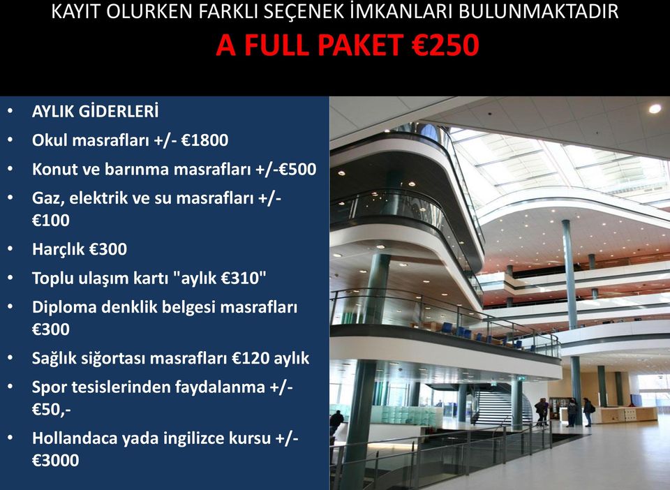 Harçlık 300 Toplu ulaşım kartı "aylık 310" Diploma denklik belgesi masrafları 300 Sağlık