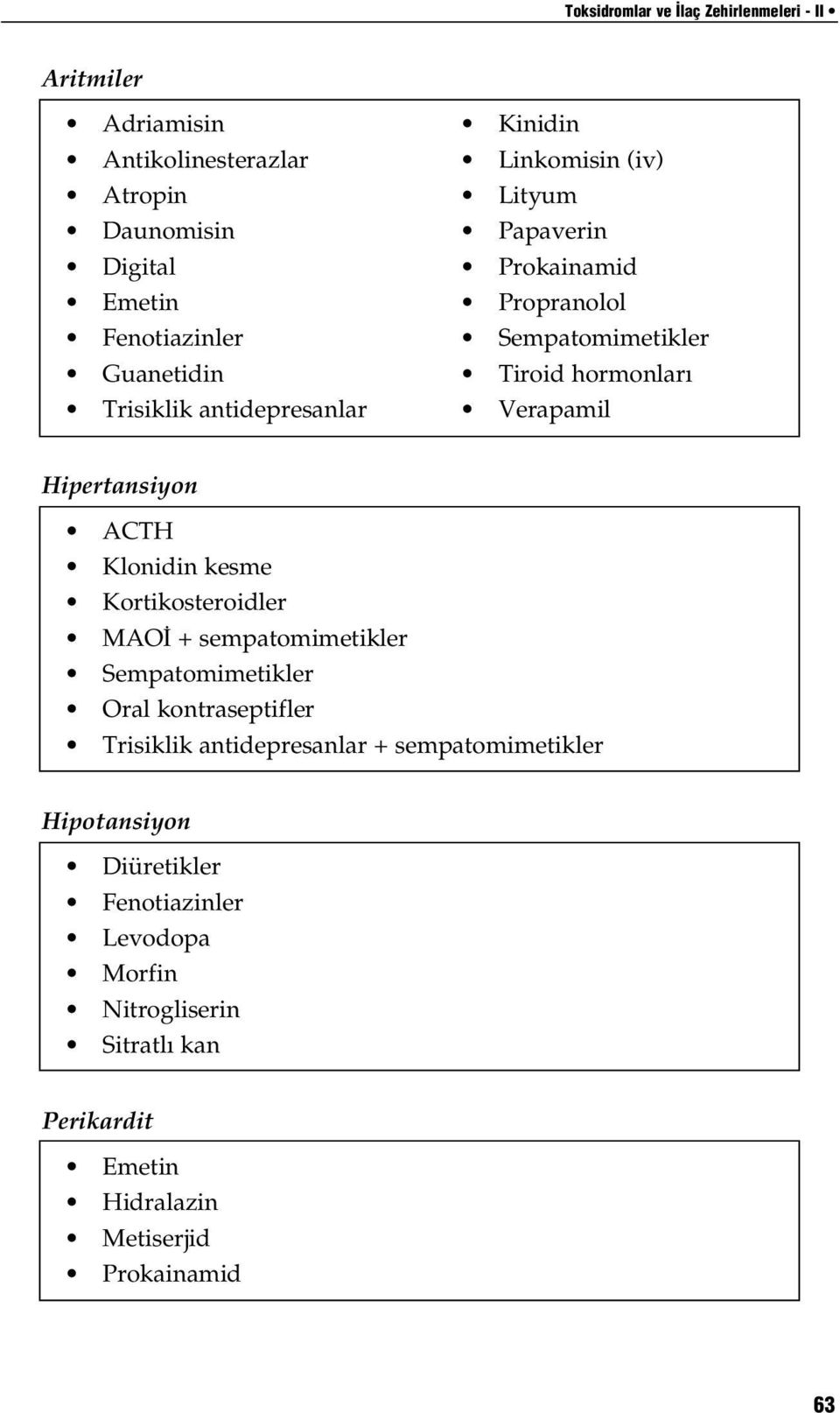 Hipertansiyon ACTH Klonidin kesme Kortikosteroidler MAOİ + sempatomimetikler Sempatomimetikler Oral kontraseptifler Trisiklik antidepresanlar +