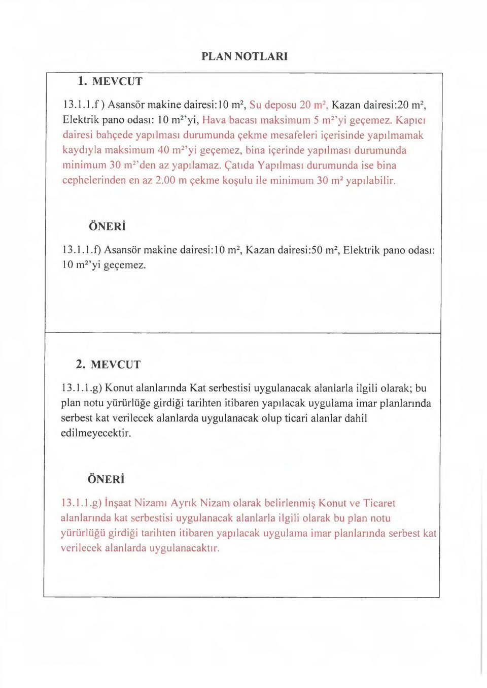 Çatıda Yapılması durumunda ise bina cephelerinden en az 2.00 m çekme koşulu ile minimum 30 m^ yapılabilir. n. l.