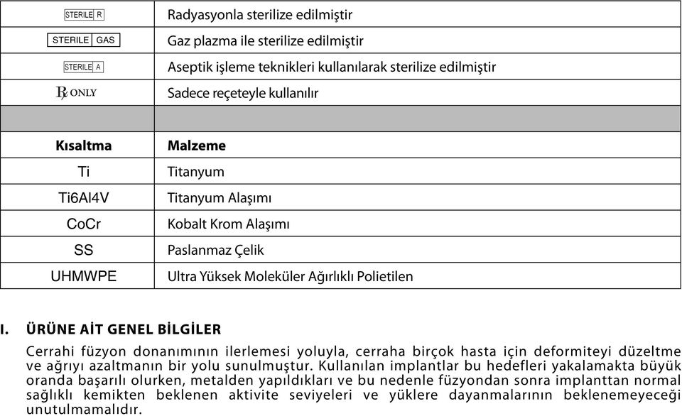 ÜRÜNE AİT GENEL BİLGİLER Cerrahi füzyon donanımının ilerlemesi yoluyla, cerraha birçok hasta için deformiteyi düzeltme ve ağrıyı azaltmanın bir yolu sunulmuştur.