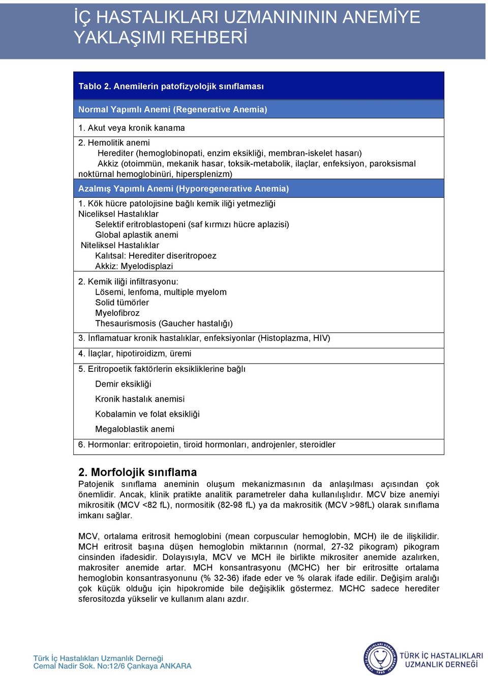 hipersplenizm) Azalmı Yapımlı Anemi (Hyporegenerative Anemia) 1.