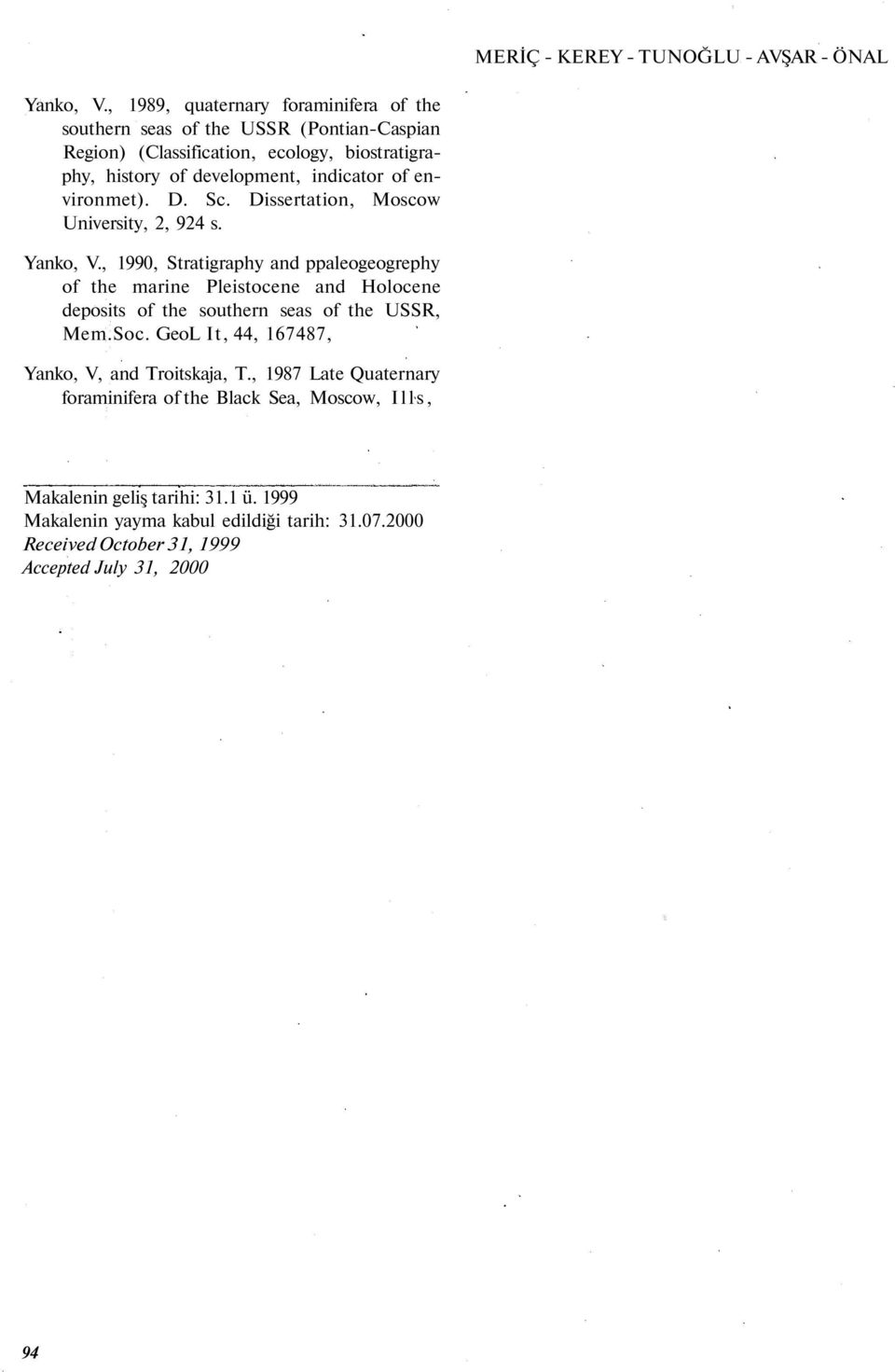 of environmet). D. Sc. Dissertation, Moscow University, 2, 924 s. Yanko, V.