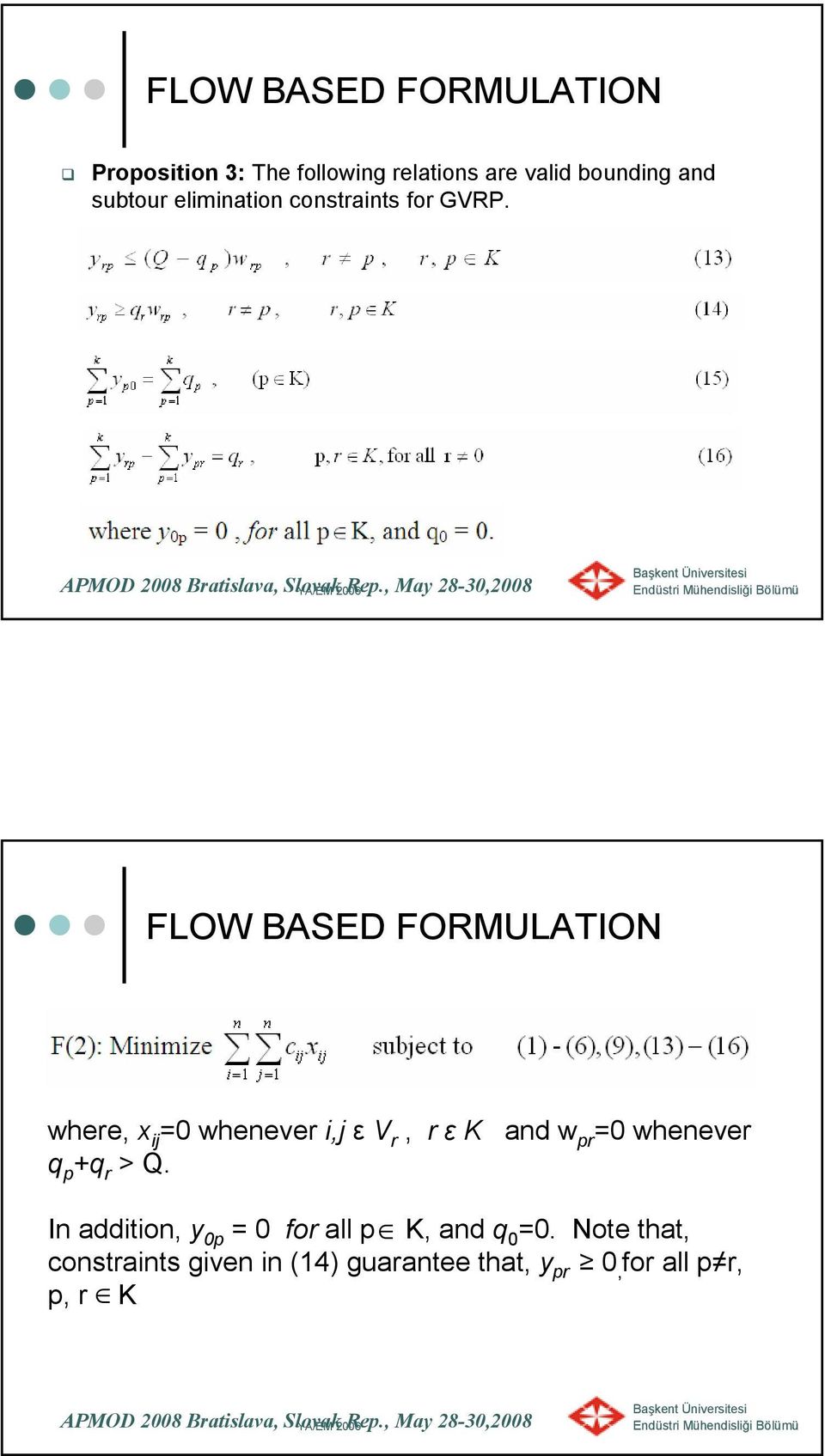 YA/EM 2006 FLOW BASED FORMULATION where, x ij =0 whenever i,j ε V r, r ε K and w pr =0