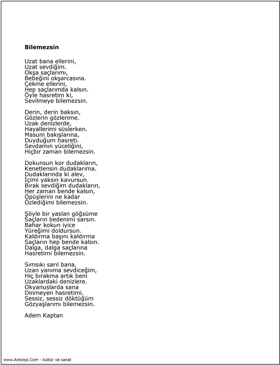 Adem Kaptan. - şiirler - Yayın Tarihi: Yayınlayan: Antoloji.Com Kültür ve  Sanat - PDF Free Download
