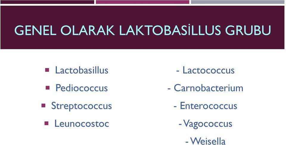 Streptococcus Leunocostoc -