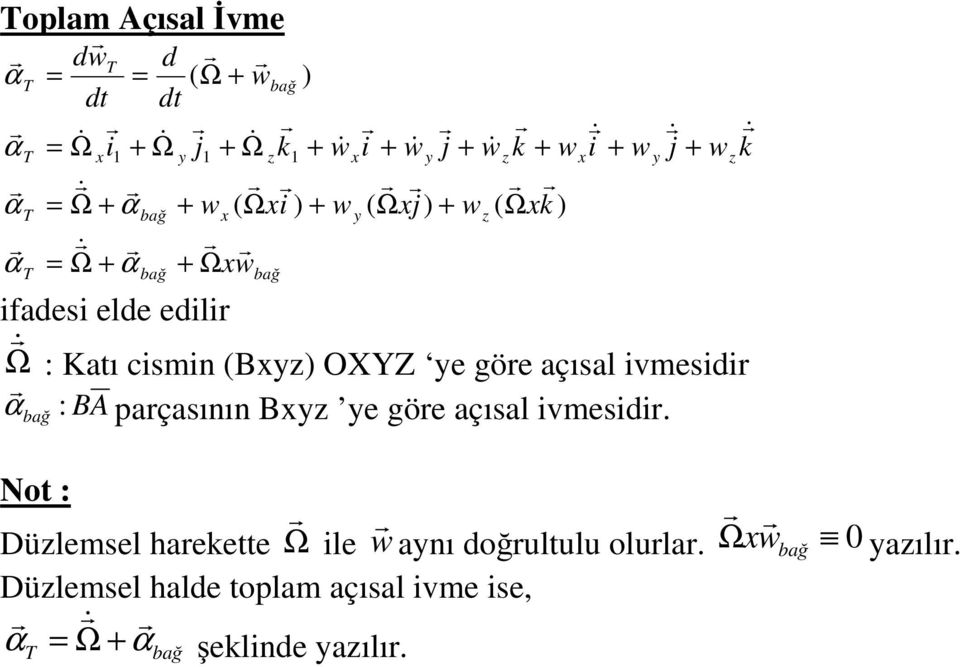 göe açısal imesidi α : paçasının xz e göe açısal imesidi.