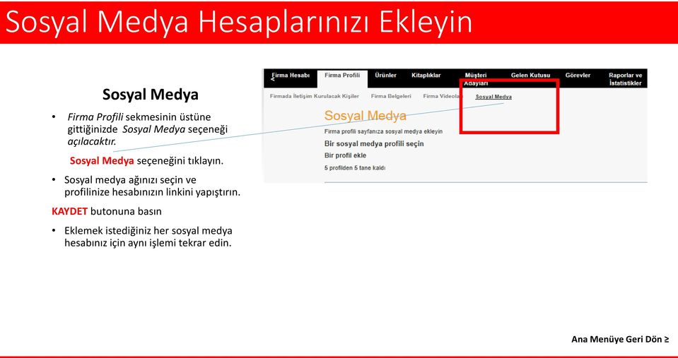 Sosyal medya ağınızı seçin ve profilinize hesabınızın linkini yapıştırın.