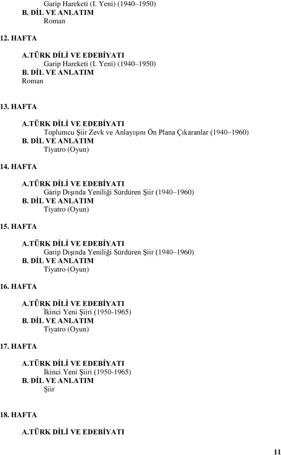 HAFTA Toplumcu Şiir Zevk ve Anlayışını Ön Plana Çıkaranlar (1940 1960) Tiyatro (Oyun) Garip Dışında Yeniliği