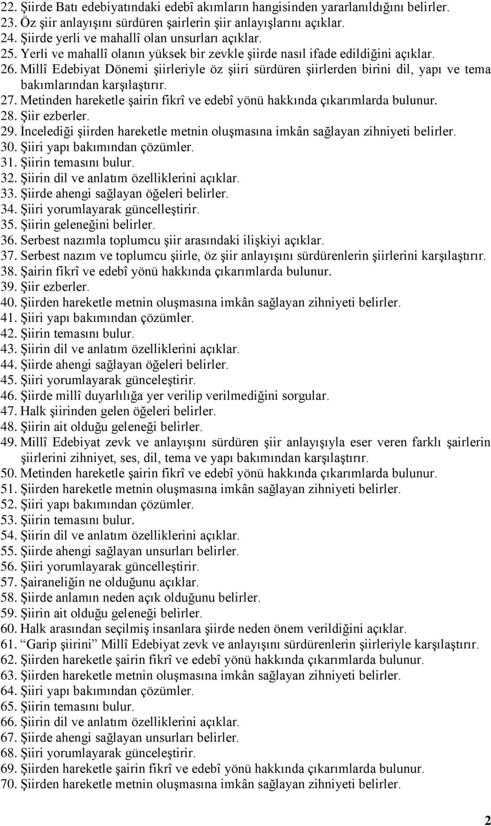 Millî Edebiyat Dönemi şiirleriyle öz şiiri sürdüren şiirlerden birini dil, yapı ve tema bakımlarından karşılaştırır. 27. Metinden hareketle şairin fikrî ve edebî yönü hakkında çıkarımlarda bulunur.