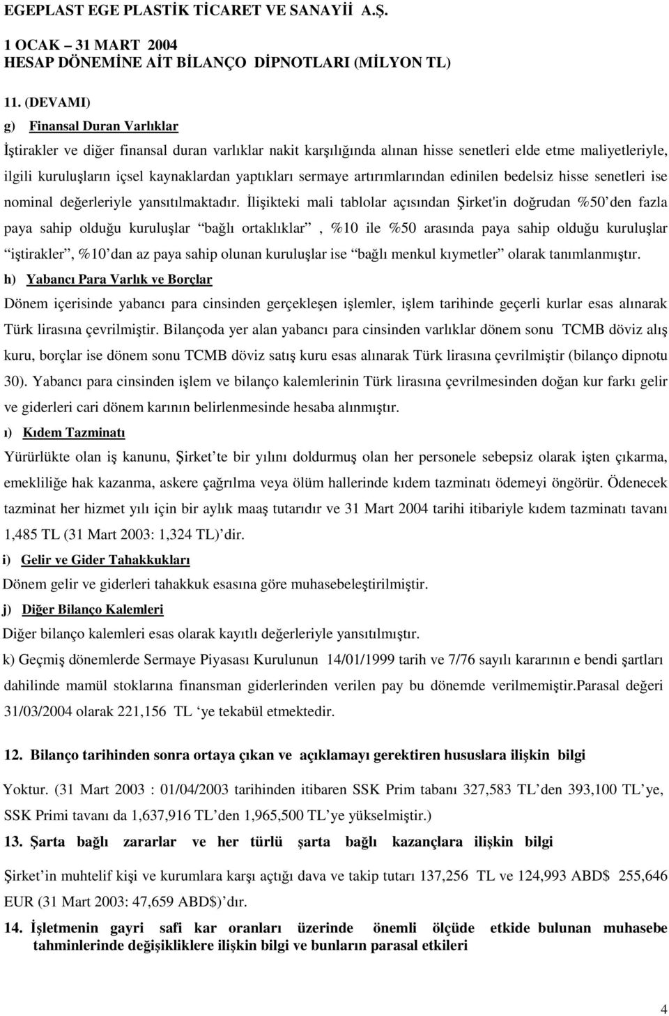 İlişikteki mali tablolar açısından Şirket'in doğrudan %50 den fazla paya sahip olduğu kuruluşlar bağlı ortaklıklar, %10 ile %50 arasında paya sahip olduğu kuruluşlar iştirakler, %10 dan az paya sahip