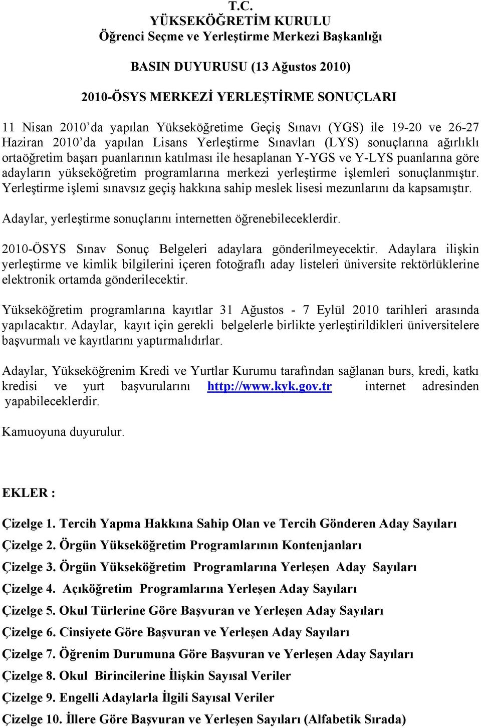 adayların yükseköğretim programlarına merkezi yerleştirme işlemleri sonuçlanmıştır. Yerleştirme işlemi sınavsız geçiş hakkına sahip meslek lisesi mezunlarını da kapsamıştır.