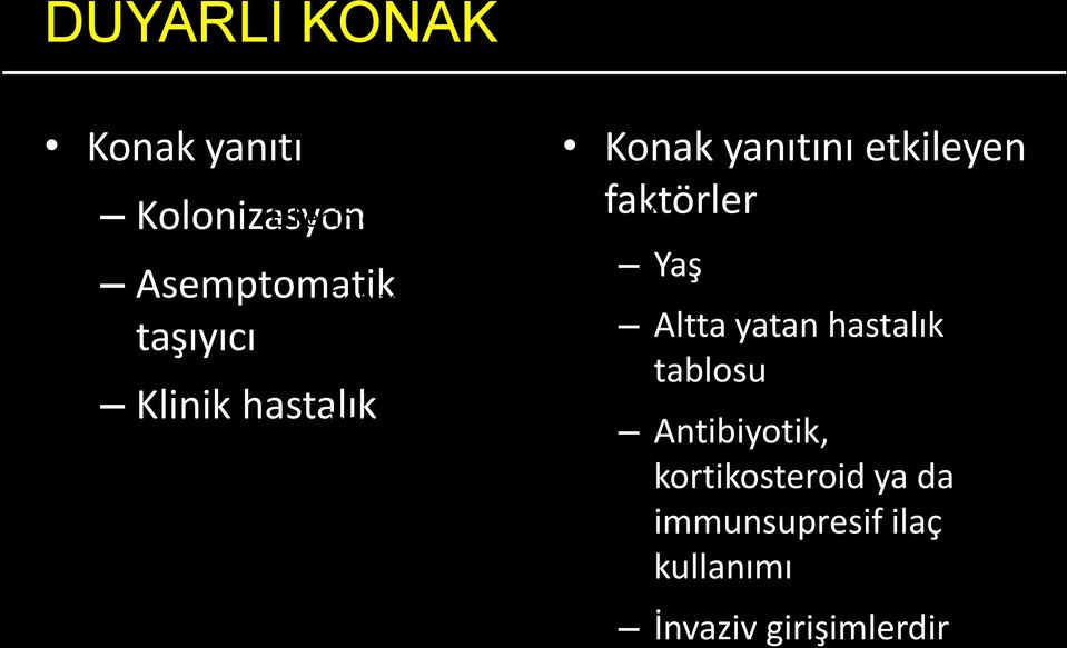 faktörler Yaş Altta yatan hastalık tablosu Antibiyotik,