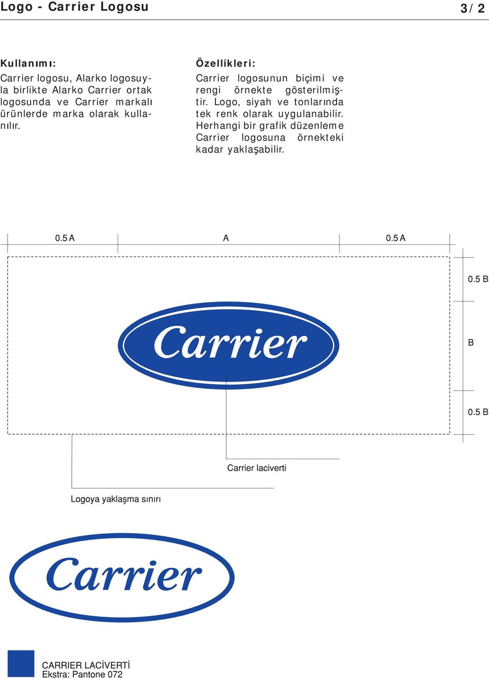 Carrier logosunun biçimi ve rengi örnekte gösterilmi tir.