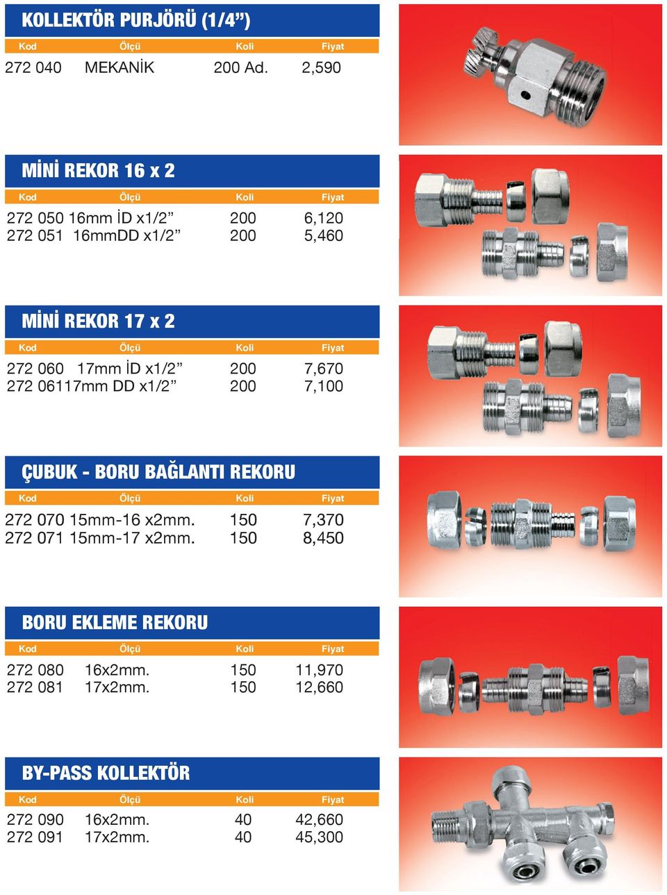 7mm İD x 0 7,670 272 067mm DD x 0 7, ÇUBUK - BORU BAĞLANTI REKORU 272 070 mm-6 x2mm.