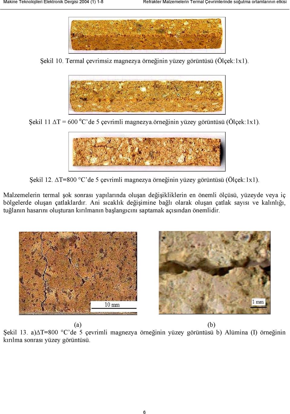 T=800 C de 5 çevrimli magnezya örneğinin yüzey görüntüsü (Ölçek:1x1).