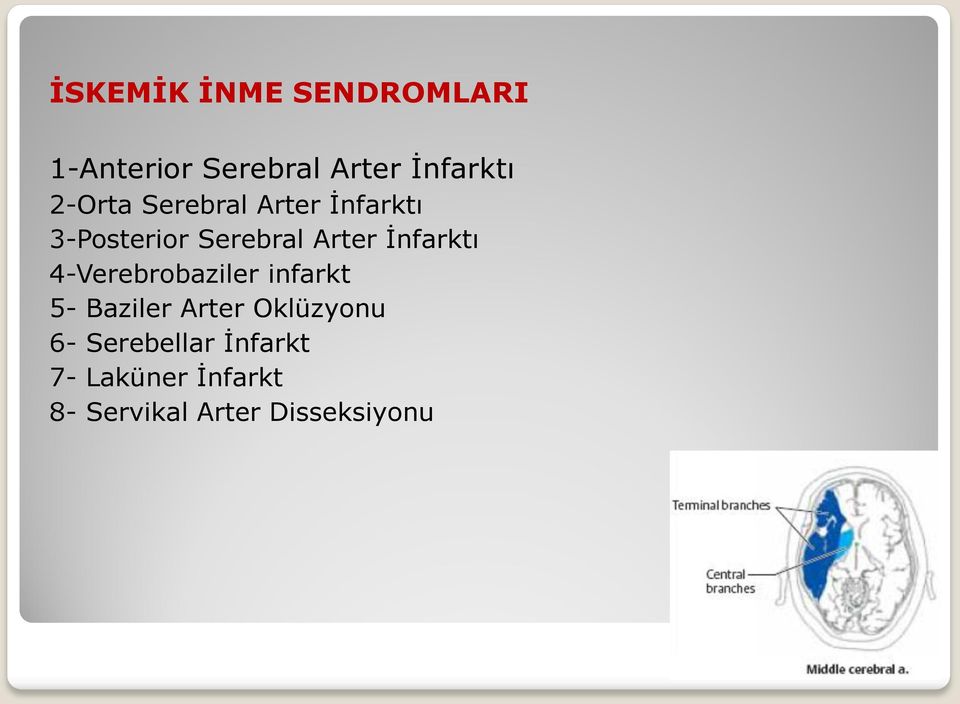 İnfarktı 4-Verebrobaziler infarkt 5- Baziler Arter Oklüzyonu