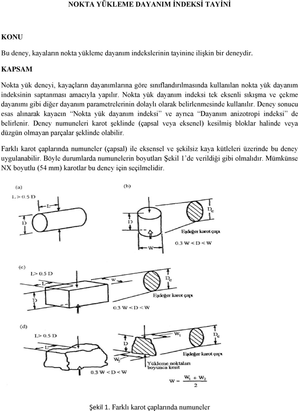 Nokta yük dayanım indeksi tek eksenli sıkışma ve çekme dayanımı gibi diğer dayanım parametrelerinin dolaylı olarak belirlenmesinde kullanılır.