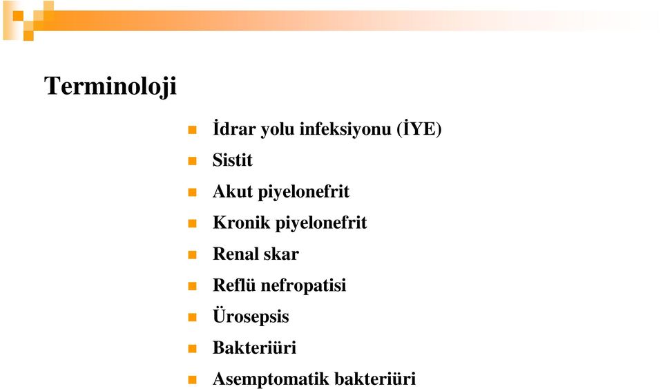 piyelonefrit Renal skar Reflü