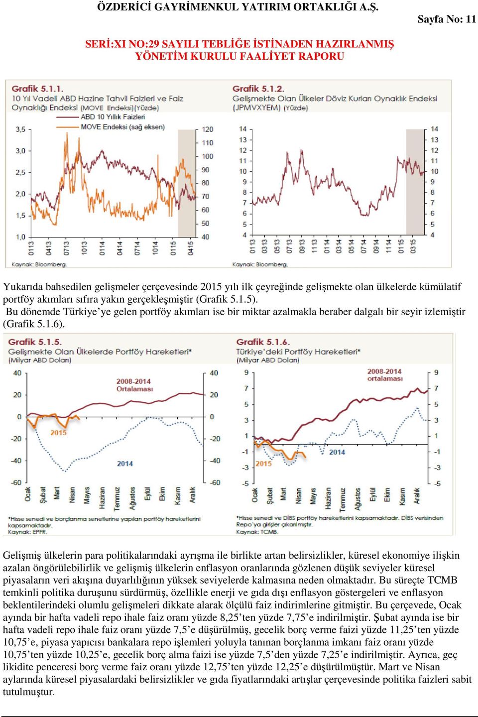 Gelişmiş ülkelerin para politikalarındaki ayrışma ile birlikte artan belirsizlikler, küresel ekonomiye ilişkin azalan öngörülebilirlik ve gelişmiş ülkelerin enflasyon oranlarında gözlenen düşük