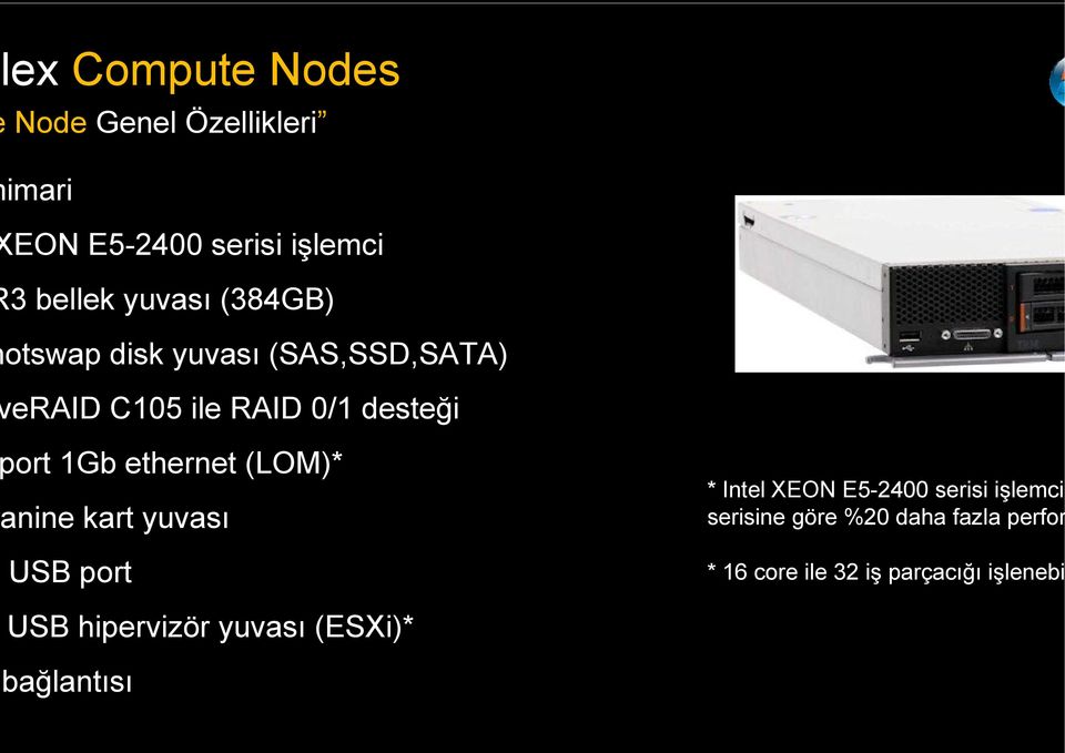 (LOM)* anine kart yuvası USB port * Intel XEON E5-2400 serisi işlemcil serisine göre %20