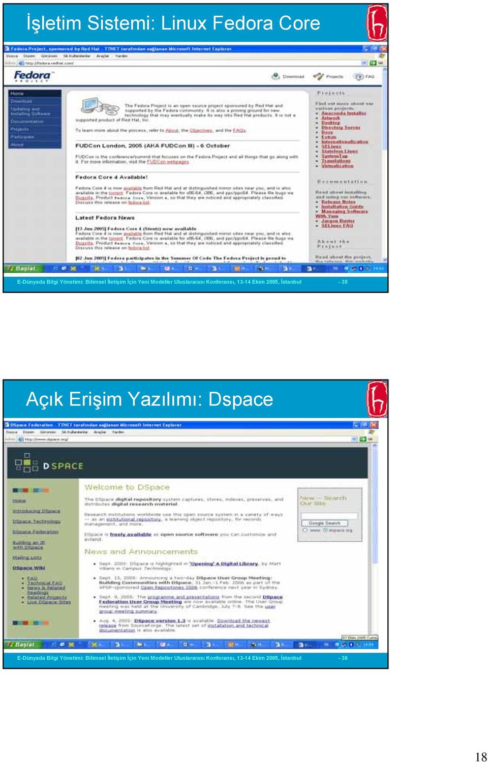 İstanbul - 35 Açık Erişim Yazılımı: Dspace E-Dünyada Bilgi Yönetimi: